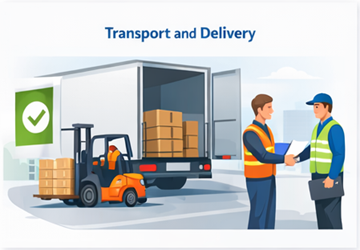 Rahdin lastaus, kuljetus ja onnistuneen toimituksen vahvistus